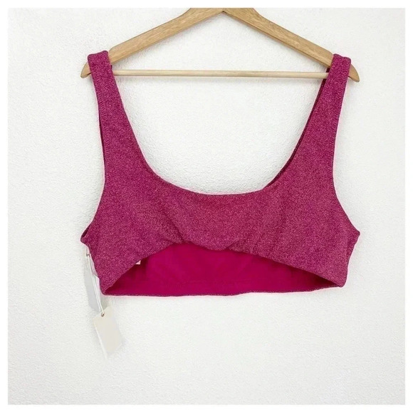 NWT Good American Hawaiian Pink Sparkle Scoop Bikini Top, Size 3XL - Picture 4 of 8